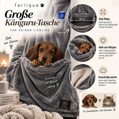Farlique Beheizter Kuschel-Hoodie mit Känguru-Tasche