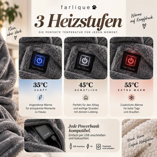 Farlique Beheizter Kuschel-Hoodie mit Känguru-Tasche