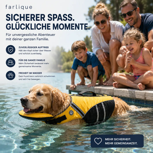 Chaleco salvavidas para perros Farlique con reposacabezas