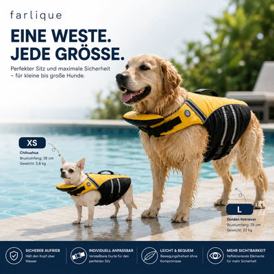 Chaleco salvavidas para perros Farlique con reposacabezas