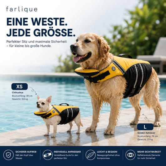 Farlique Hunde-Schwimmweste mit Kopfstütze
