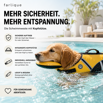 Farlique Hunde-Schwimmweste mit Kopfstütze