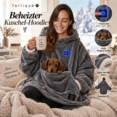 Farlique Beheizter Kuschel-Hoodie mit Känguru-Tasche