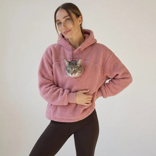 Farlique PocketPal Hoodie — Oversized Teddy Fleece with Animal Pocket