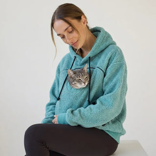 Farlique PocketPal Hoodie — Oversize Teddyfleece mit Tiertasche