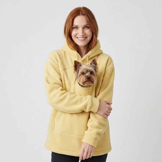 Farlique PocketPal Hoodie — Oversize Teddyfleece mit Tiertasche