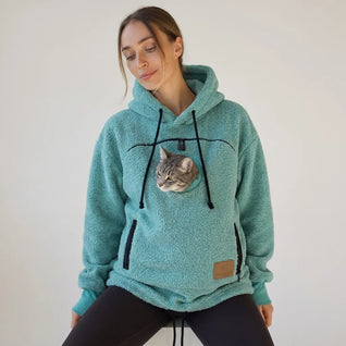 Farlique PocketPal Hoodie — Oversize Teddyfleece mit Tiertasche
