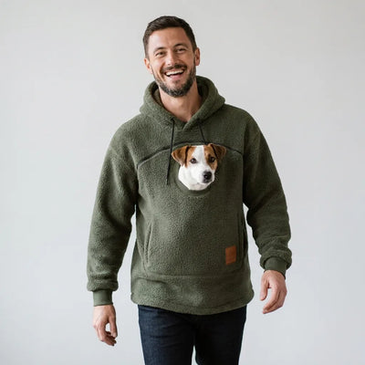 Farlique PocketPal Hoodie — Oversize Teddyfleece mit Tiertasche