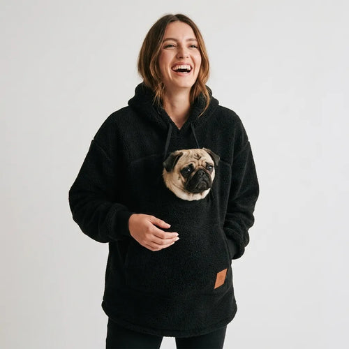 Farlique PocketPal Hoodie — Oversized Teddy Fleece with Animal Pocket